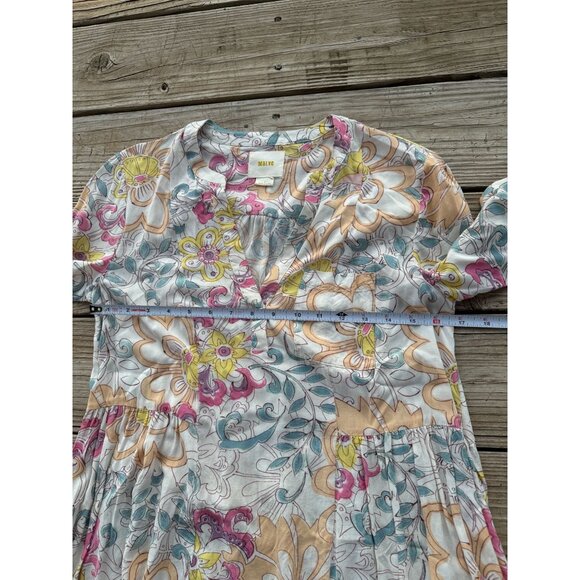 Maeve Anthropologie Laiken Floral V-Neck Blouse Top Women Size 2 Long Sleeve - Picture 6 of 7